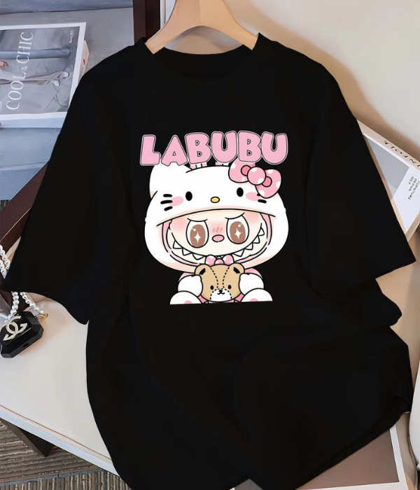 UrbanOutfits Women Oversized T-shirt Black / S LABUBU - Women Oversized T-shirt
