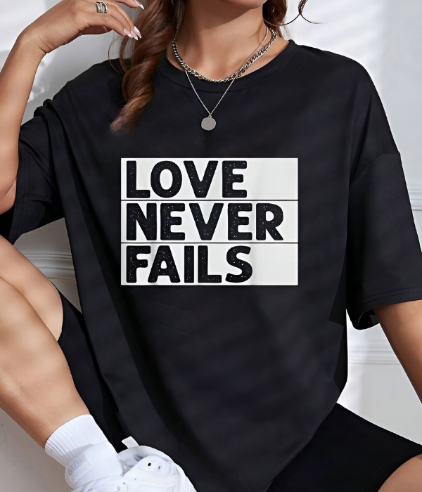 UrbanOutfits Women Oversized T-shirt Black / S LOVE NEVER FAILS Women Oversized T-shirt