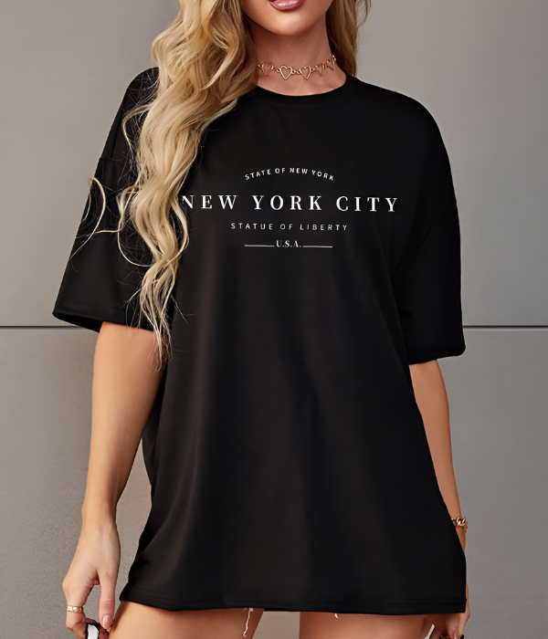 UrbanOutfits Women Oversized T-shirt Black / S ' NEW YORK CITY ' Women Oversized T-shirt