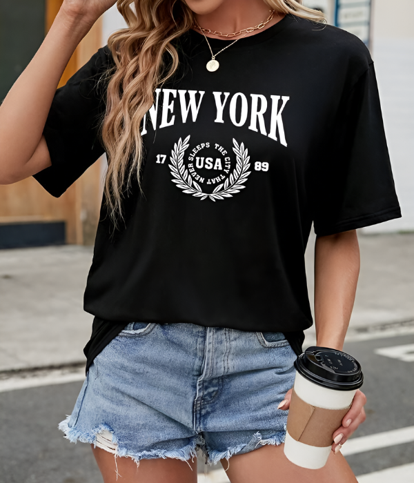 UrbanOutfits Women Oversized T-shirt Black / S ' NEW YORK ' Women Oversized T-shirt