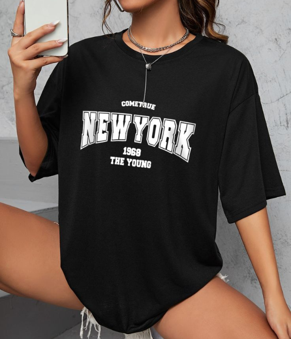 UrbanOutfits Women Oversized T-shirt Black / S ' New York ' Women Oversized T-shirt