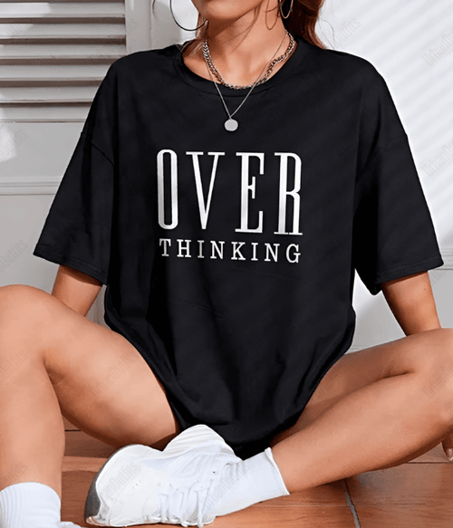 UrbanOutfits Women Oversized T-shirt Black / S 'Over Thinking ' Women Oversized T-shirt