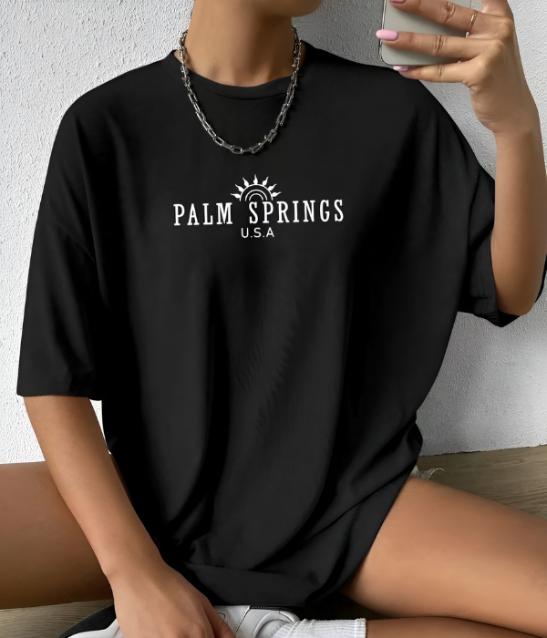 UrbanOutfits Women Oversized T-shirt Black / S ' PALM SPRINGS ' Women Oversized T-shirt
