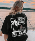 UrbanOutfits Women Oversized T-shirt Black / S ' Sea Wave ' Women Oversized T-shirt