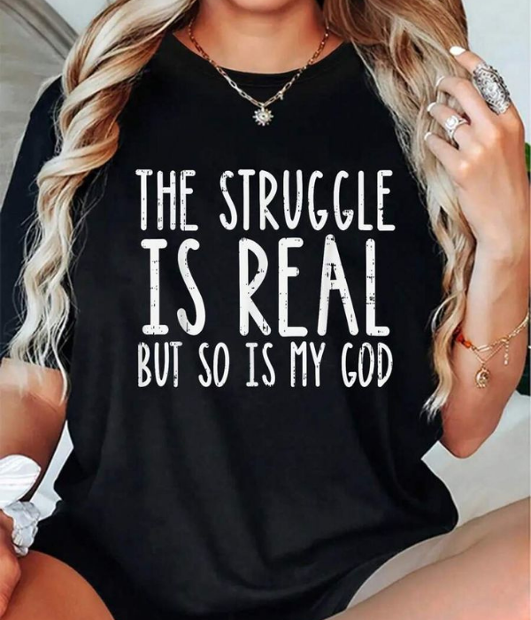UrbanOutfits Women Oversized T-shirt Black / S The Struggle is REAL -  Women Oversized T-shirt