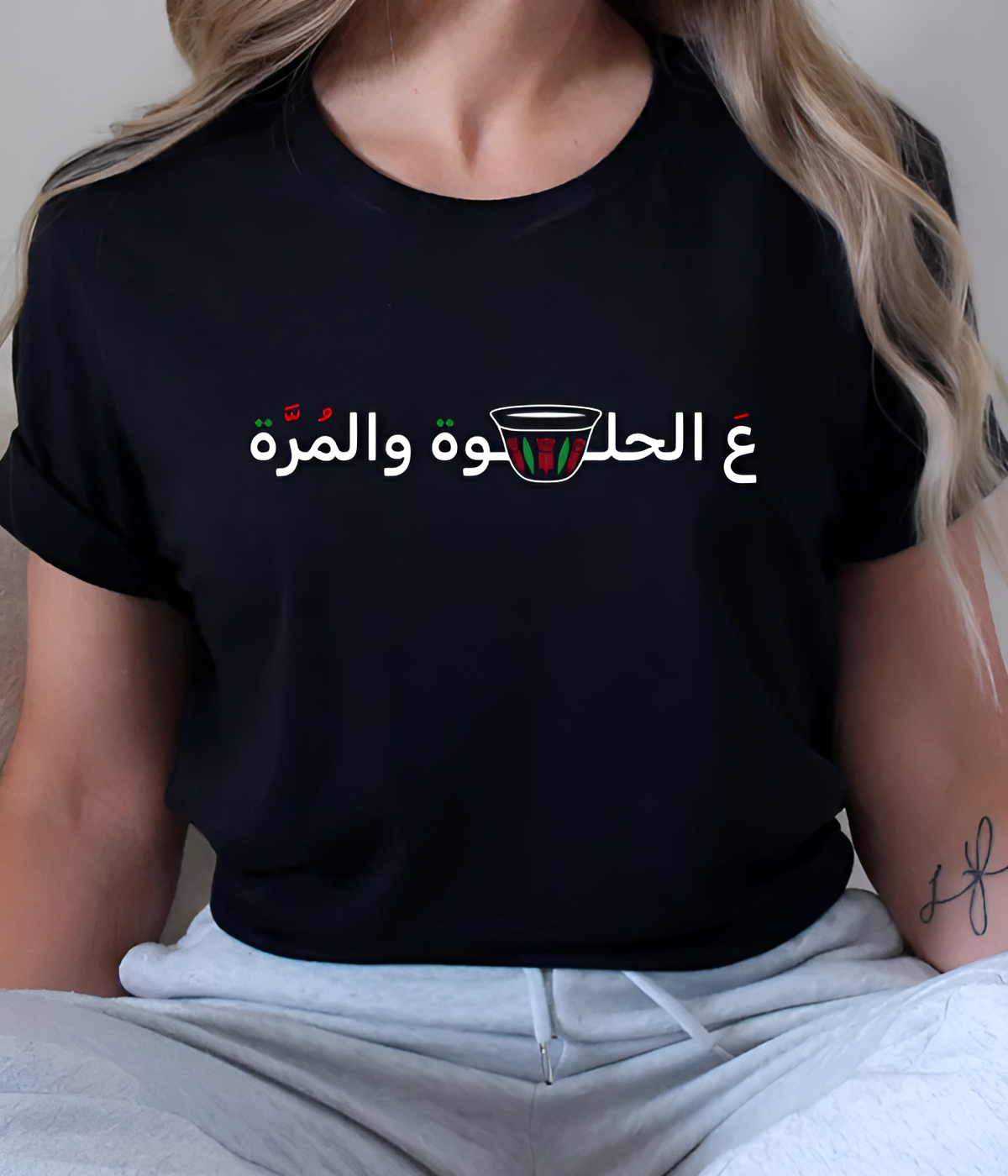 UrbanOutfits Women Oversized T-shirt Black / S ع الحلوة و المرة - Women Oversized T-shirt