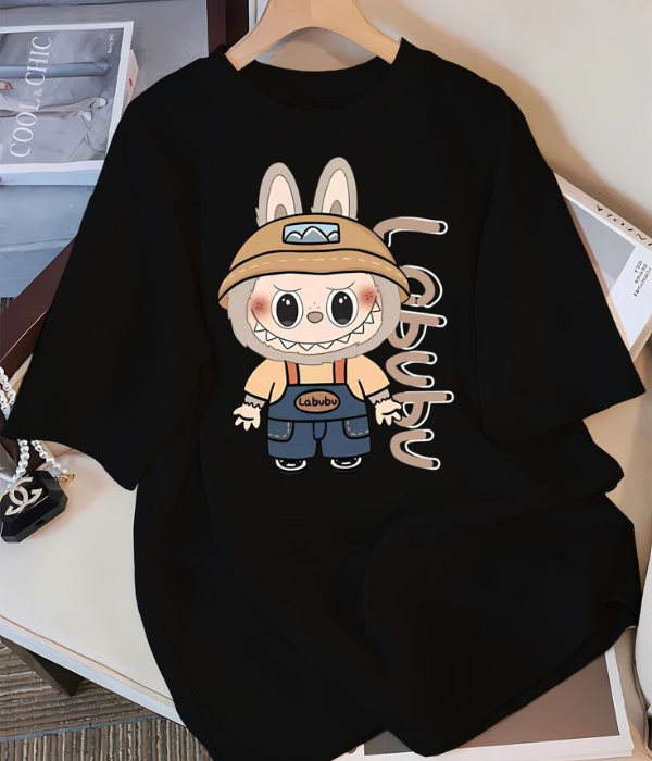 UrbanOutfits Women Oversized T-shirt Black / XL LABUBU- Women Oversized T-shirt