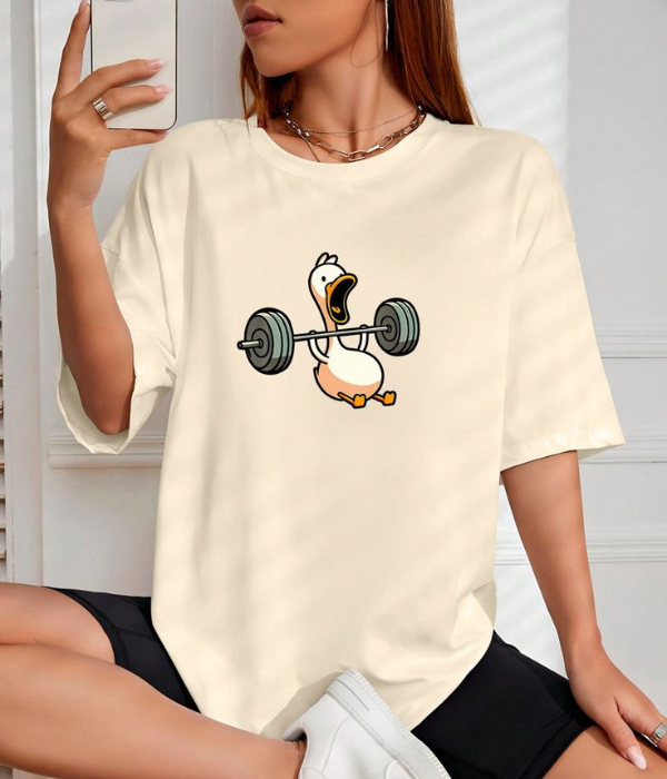 UrbanOutfits Women Oversized T-shirt Creamy / S Duck Lifting Women Oversized T-shirt