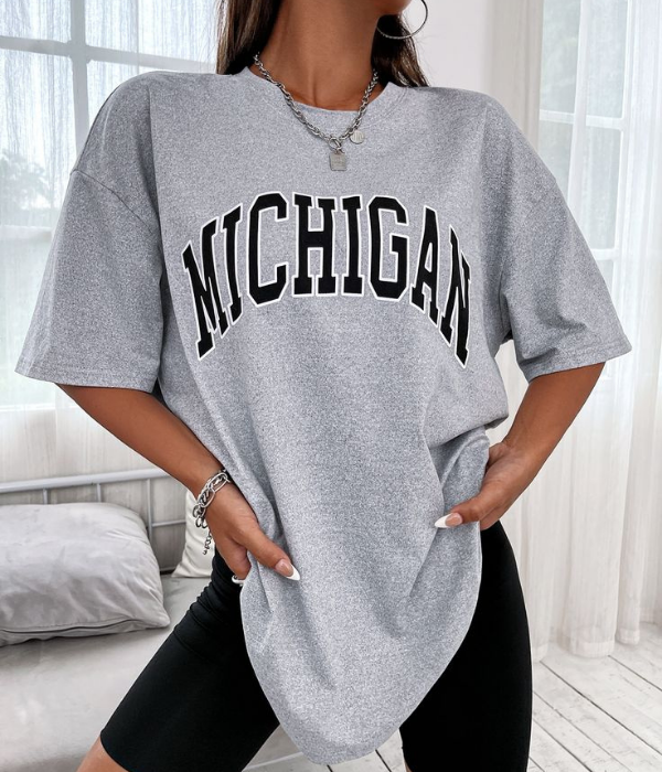 UrbanOutfits Women Oversized T-shirt Gray / Cotton / S Michigan Oversized T-shirt