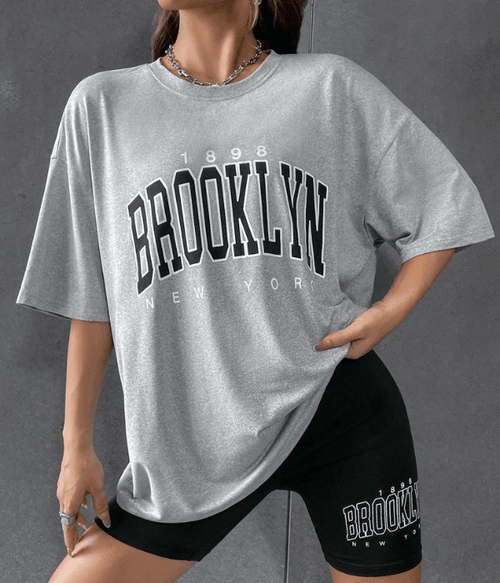 UrbanOutfits Women Oversized T-shirt Gray / S ' BROOKLYN ' Women Oversized T-shirt