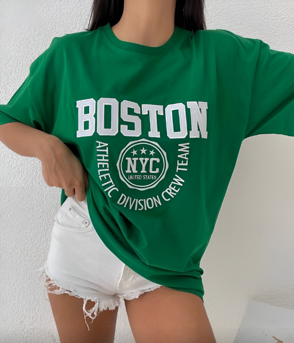 UrbanOutfits Women Oversized T-shirt Green / S 'BOSTON ' Women Oversized T-shirt