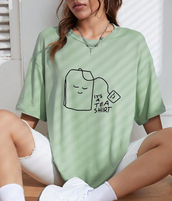 UrbanOutfits Women Oversized T-shirt mint / S ' IT'S A TEA SHIRT ' Women Oversized T-shirt
