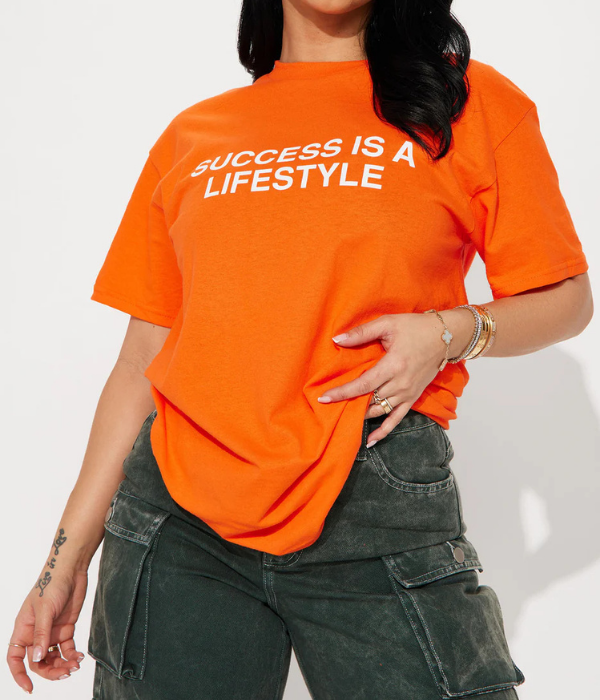 UrbanOutfits Women Oversized T-shirt Orange / Cotton / S 'Success is a lifestyle' Women Oversized T-Shirt
