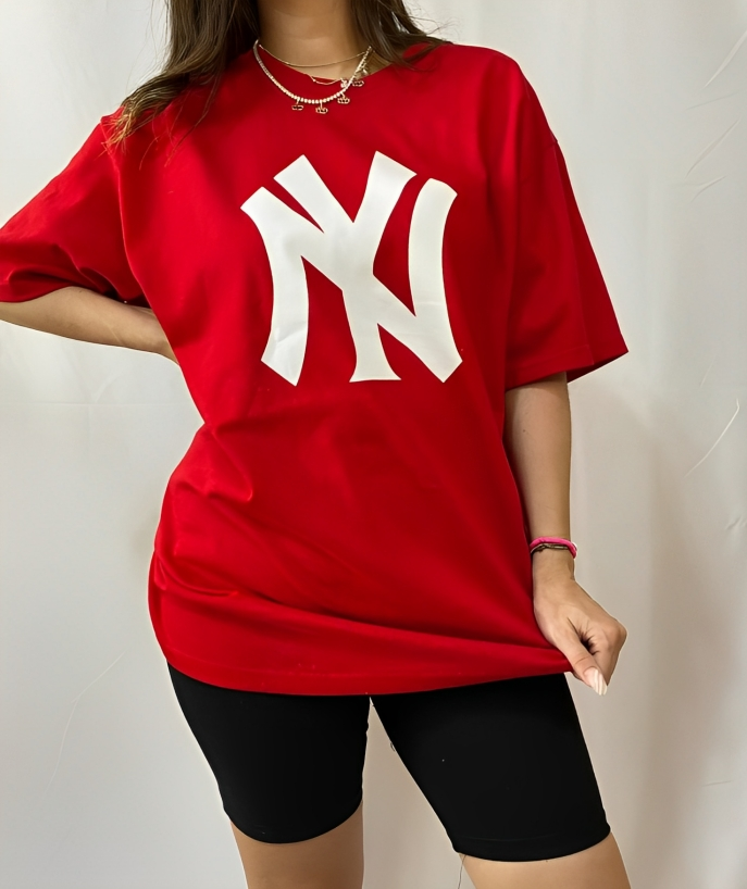 UrbanOutfits Women Oversized T-shirt Red / S ' NEW YORK ' Women Oversized T-shirt
