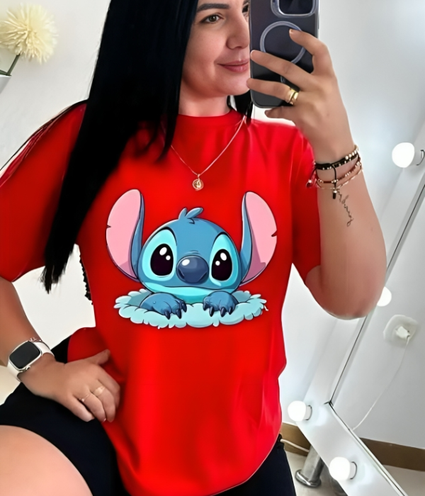 UrbanOutfits Women Oversized T-shirt Red / S Stitch - Women Oversized T-shirt