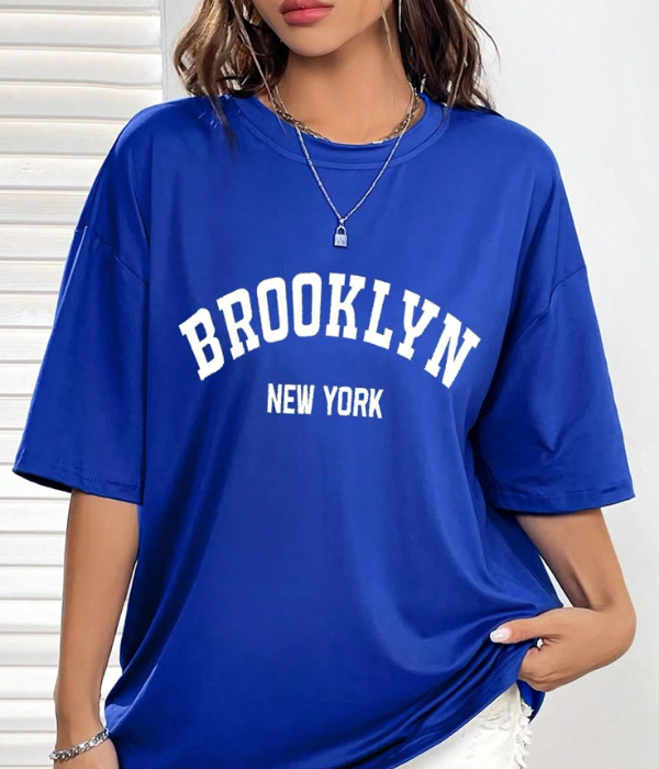 UrbanOutfits Women Oversized T-shirt Royal Blue / S ' Brooklyn ' Women Oversized T-shirt