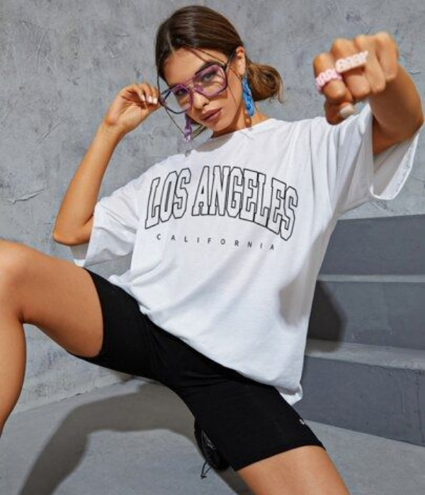 UrbanOutfits Women Oversized T-shirt White / Cotton / S 'Los Angeles' Oversized T-Shirt