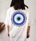 UrbanOutfits Women Oversized T-shirt White / Cotton / S 'Nazar Eye' Women Oversized T-Shirt