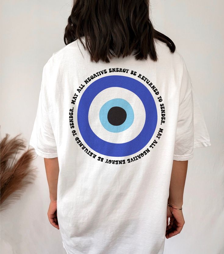 UrbanOutfits Women Oversized T-shirt White / Cotton / S 'Nazar Eye' Women Oversized T-Shirt