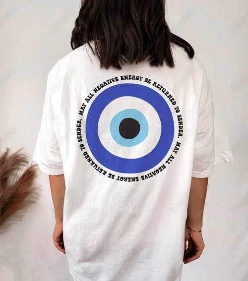 UrbanOutfits Women Oversized T-shirt White / Cotton / S 'Nazar Eye' Women Oversized T-Shirt