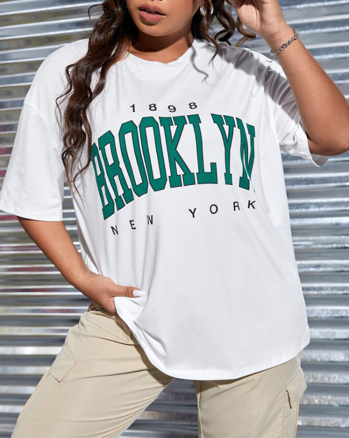 UrbanOutfits Women Oversized T-shirt white-green / Cotton / S Brooklyn Oversized T-Shirt