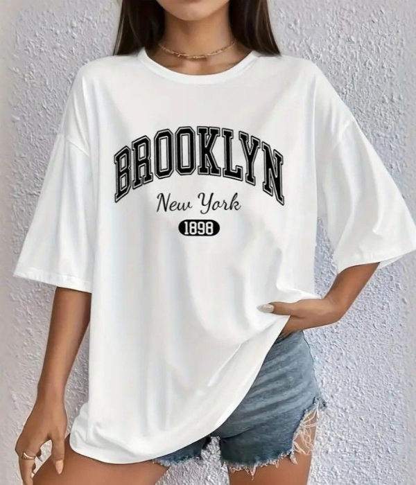 UrbanOutfits Women Oversized T-shirt White / S ' Brooklyn ' Women Oversized T-shirt