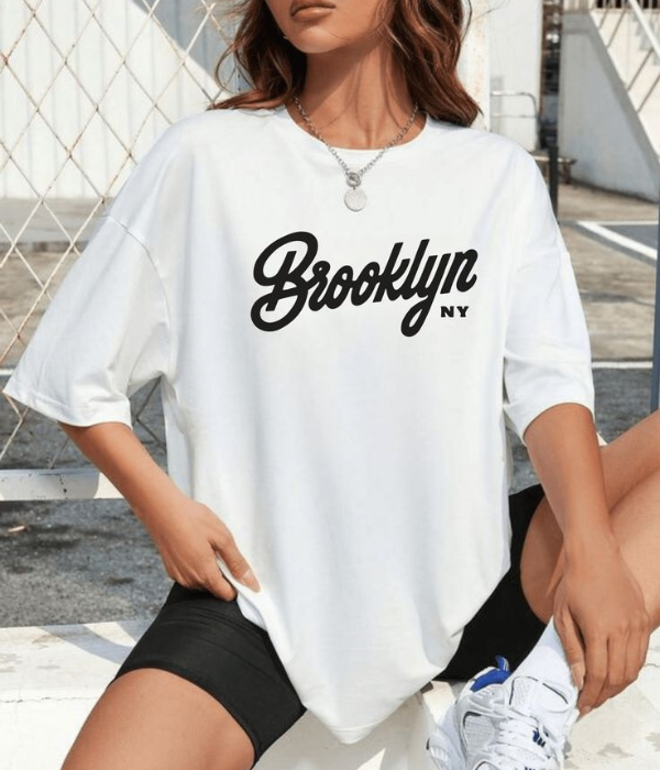 UrbanOutfits Women Oversized T-shirt White / S ' Brooklyn ' Women Oversized T-shirt