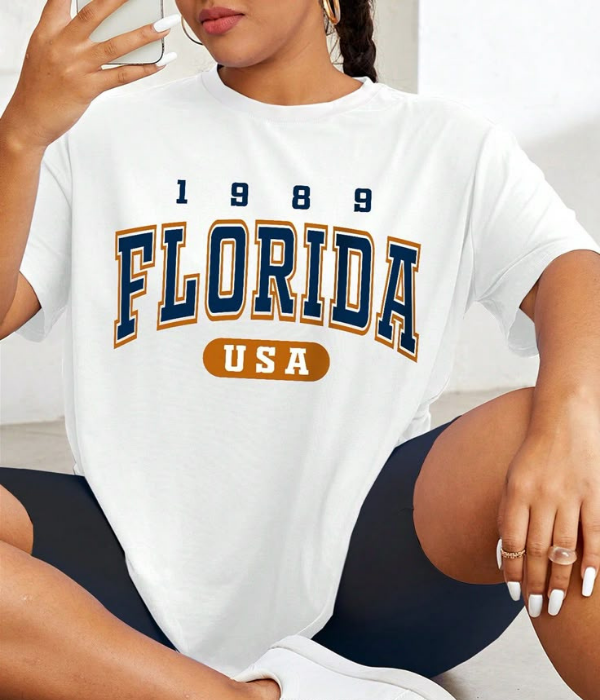 UrbanOutfits Women Oversized T-shirt White / S ' FLORIA 1989 ' Women Oversized T-shirt