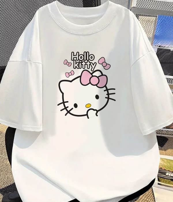 UrbanOutfits Women Oversized T-shirt White / S hello kitty- Women Oversized T-shirt