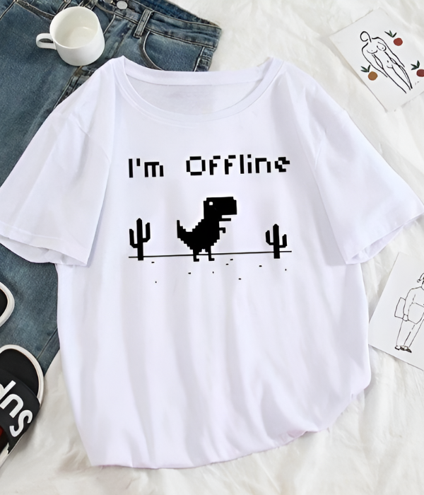 UrbanOutfits Women Oversized T-shirt White / S ' I'm Offline ' Women Oversized T-shirt