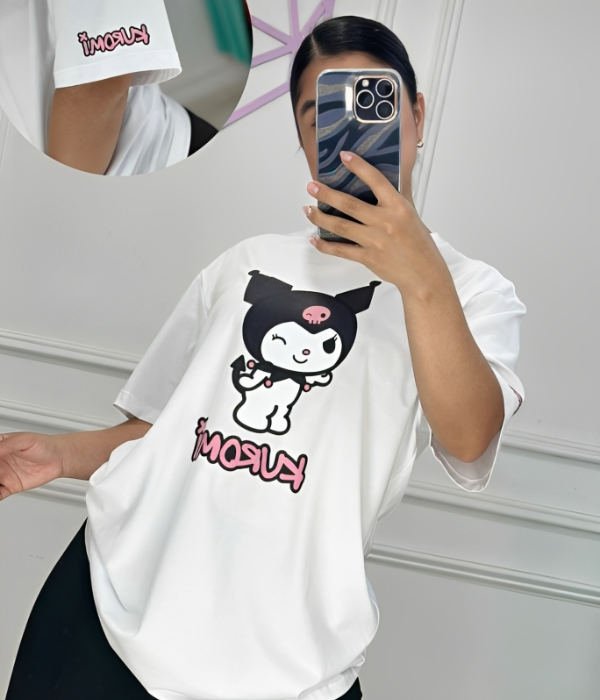 UrbanOutfits Women Oversized T-shirt White / S KUROMI - Women Oversized T-shirt
