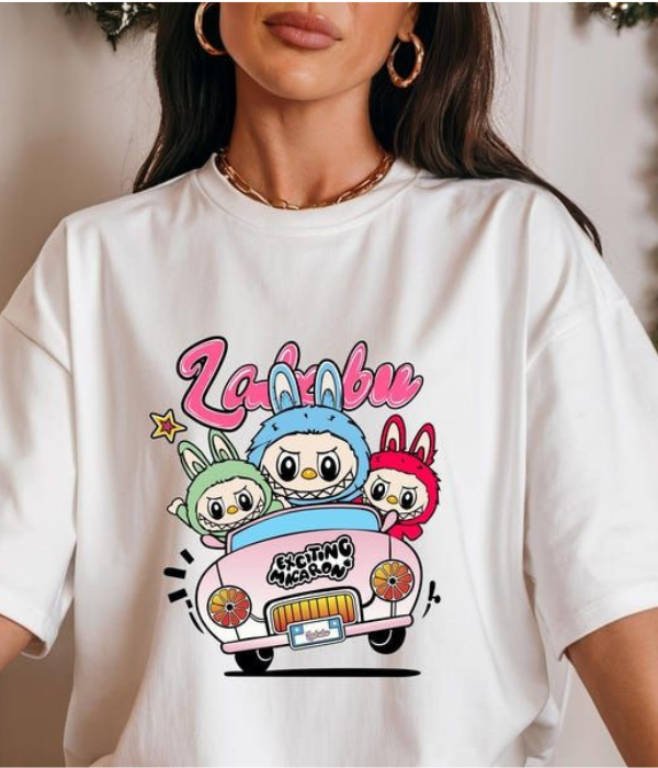 UrbanOutfits Women Oversized T-shirt White / S LABUBU - Women Oversized T-shirt