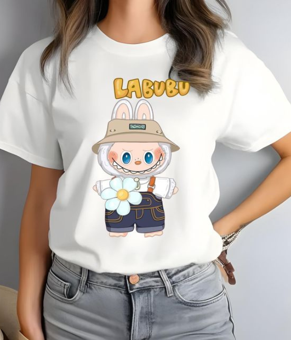 UrbanOutfits Women Oversized T-shirt White / S LABUBU - Women Oversized T-shirt