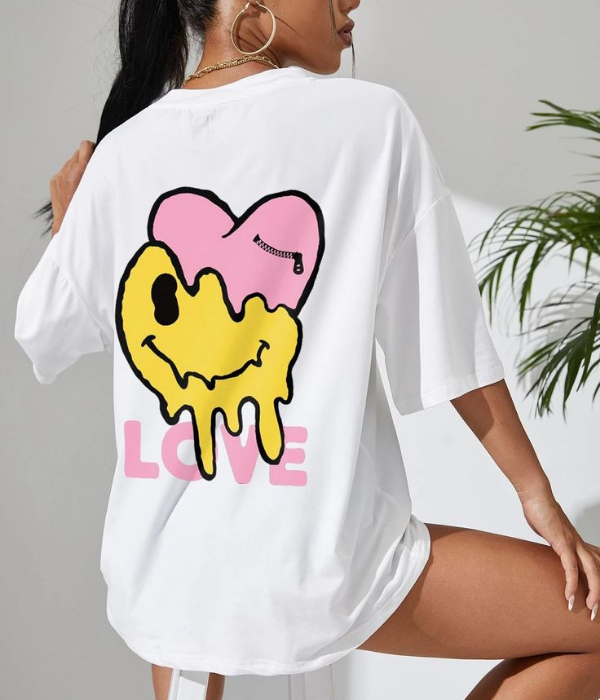 UrbanOutfits Women Oversized T-shirt White / S Love - Women Oversized T-shirt