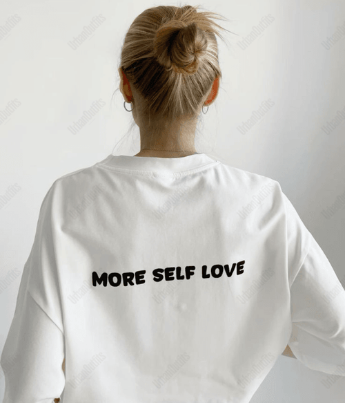 UrbanOutfits Women Oversized T-shirt White / S ' More Self Love ' Women Oversized T-shirt