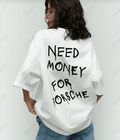 UrbanOutfits Women Oversized T-shirt White / S ' NEED MONEY FOR PORSCHE ' Women Oversized T-shirt