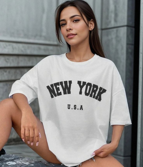 UrbanOutfits Women Oversized T-shirt White / S 'New York ' Oversized T-shirt [ UNISEX ]