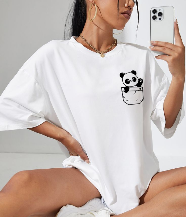 UrbanOutfits Women Oversized T-shirt White / S Panda Women Oversized T-shirt