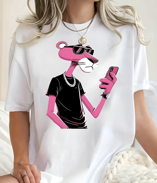 UrbanOutfits Women Oversized T-shirt White / S Pink Panther- Women Oversized T-shirt