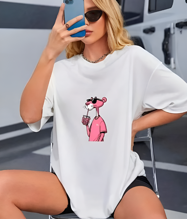 UrbanOutfits Women Oversized T-shirt White / S Pink Panther Women Oversized T-shirt