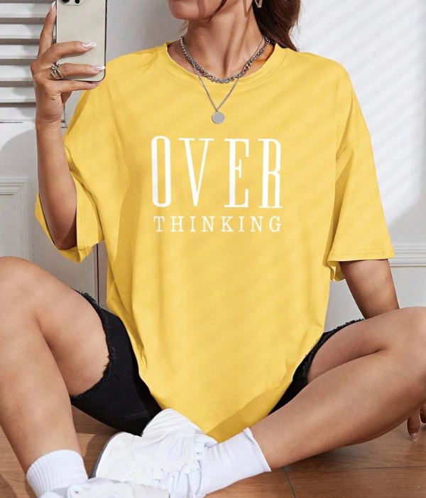 UrbanOutfits Women Oversized T-shirt Yellow / S ' Over Thinking ' Women Oversized T-shirt
