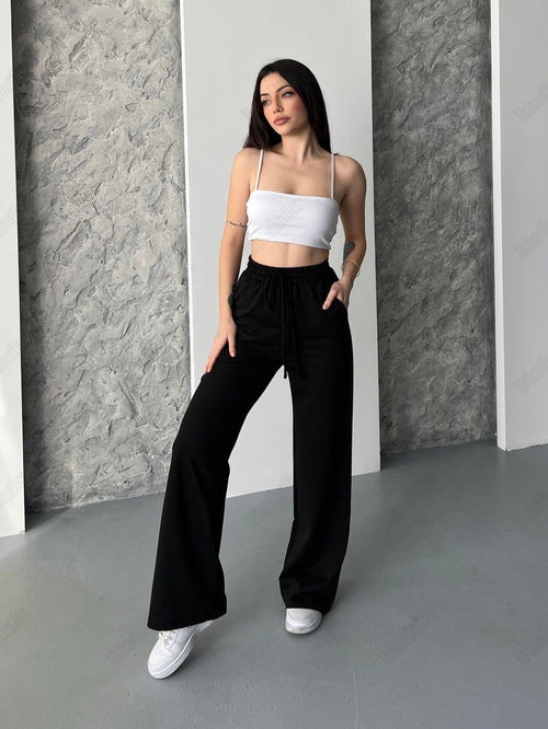 UrbanOutfits Women Summer Sweatpants Black / S Women (Summer) Wide-Leg Sweatpant