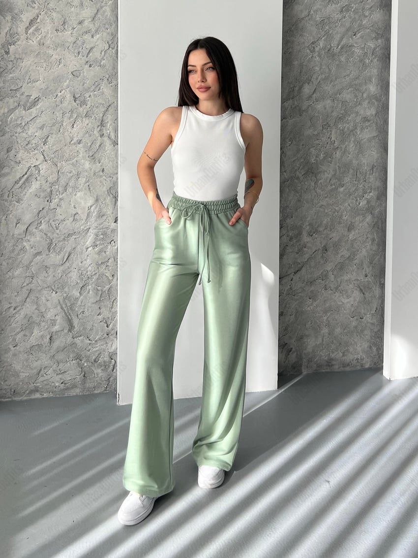 UrbanOutfits Women Summer Sweatpants mint / S Women (Summer) Wide-Leg Sweatpant