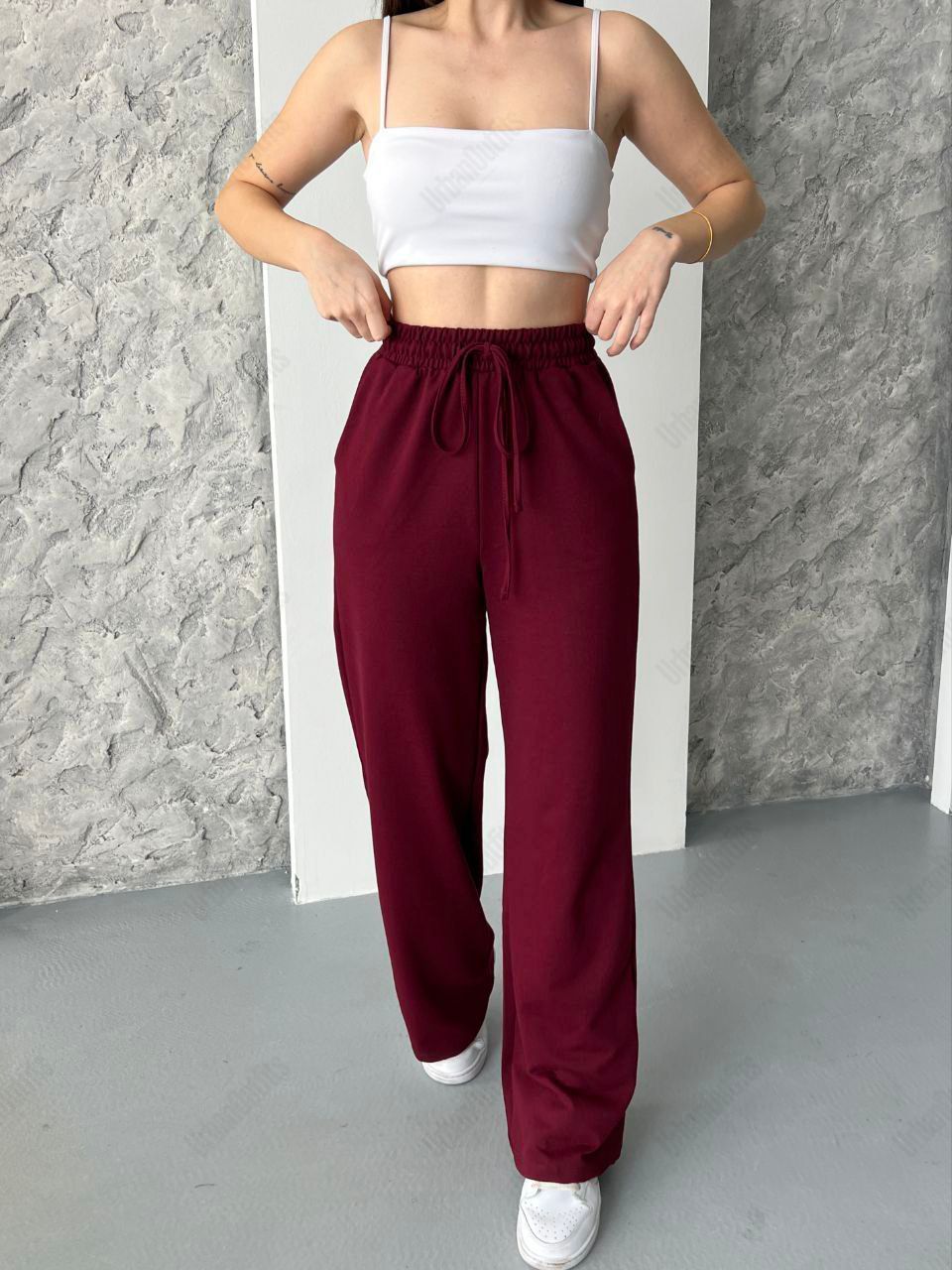 UrbanOutfits Women Summer Sweatpants S / Burgundy Women (Summer) Wide-Leg Sweatpant