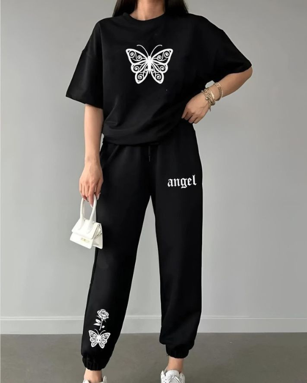 UrbanOutfits Women Sweatpants Black / S ' Angel ' Women Oversized Sweatpants