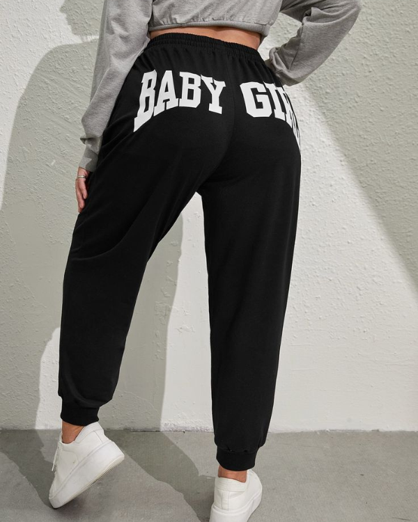 UrbanOutfits Women Sweatpants Black / S 'Baby Girl' Women Oversized Sweatpants