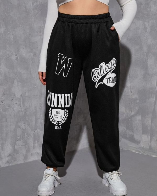 UrbanOutfits Women Sweatpants Black / S ' College Team  ' Women Oversized Sweatpants