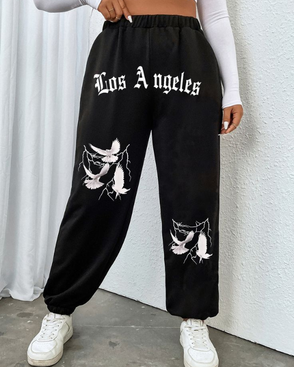 UrbanOutfits Women Sweatpants Black / S 'LA' Women Oversized Sweatpants