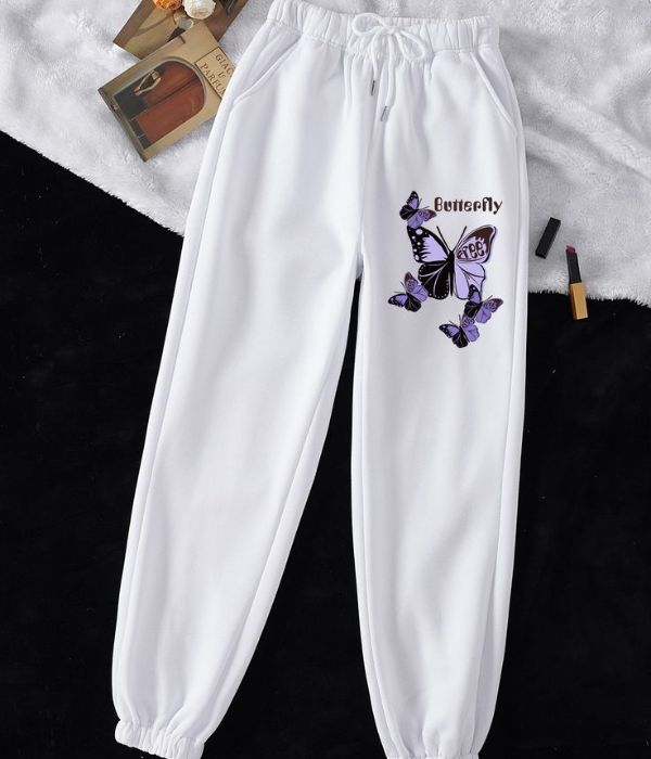 UrbanOutfits Women Sweatpants White / Cotton-Fleece / S 'Butterfly ' Women Oversized Sweatpants