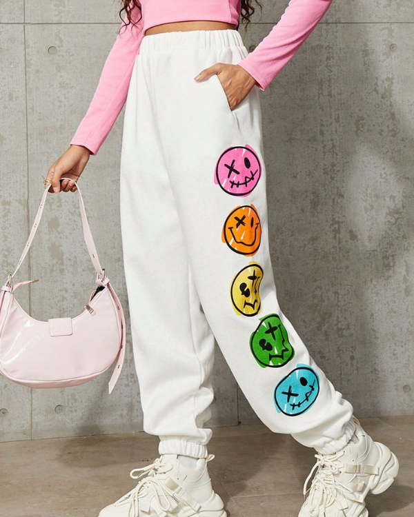 UrbanOutfits Women Sweatpants White / S ' Emoji ' Women Oversized Sweatpant